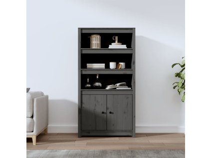 Skříň highboard šedá 80 x 35 x 154 cm masivní borové dřevo