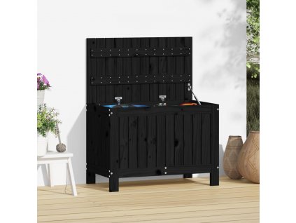Zahradní úložný box černý 76 x 42,5 x 54 cm masivní borovice