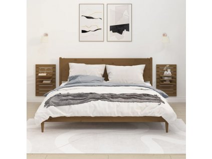 Nástěnné poličky k posteli 2 ks medově hnědé masivní borovice