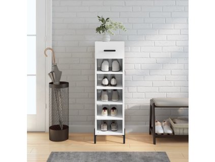 Botník bílý s vysokým leskem 30 x 35 x 105 cm kompozitní dřevo