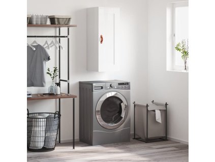 Nástěnná skříňka lesklá bílá 34,5 x 34 x 90 cm kompozitní dřevo