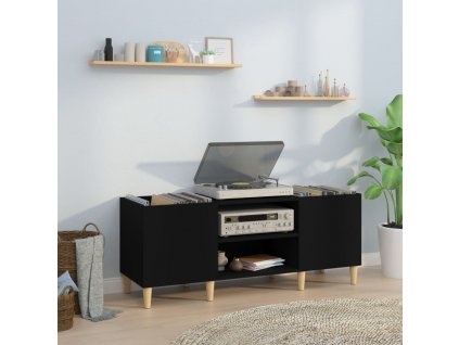 Skříňka na LP desky černá 121 x 38 x 48 cm kompozitní dřevo