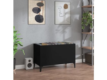 Skříňka na LP desky černá 74,5 x 38 x 48 cm kompozitní dřevo