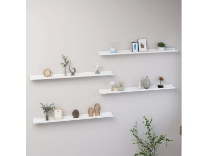 Nástěnné police 4 ks bílé 100 x 9 x 3 cm