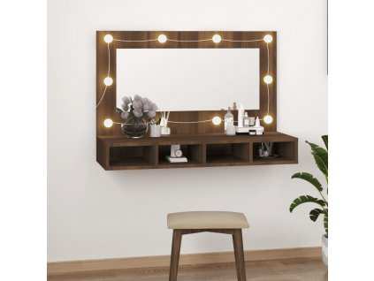 Zrcadlová skříňka s LED hnědý dub 90 x 31,5 x 62 cm