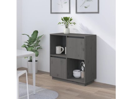 Příborník šedý 74 x 35 x 80 cm masivní borové dřevo