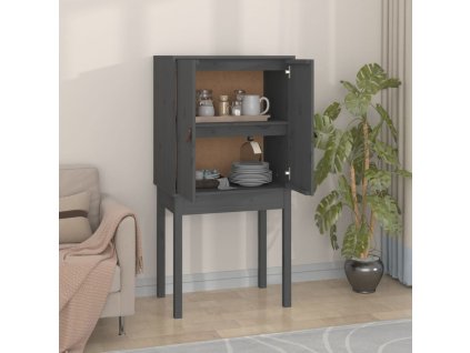 Skříň highboard šedá 60x40x120 cm masivní borové dřevo