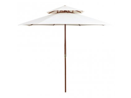 Dvoupatrový slunečník 270 x 270 cm dřevěná tyč krémově bílý