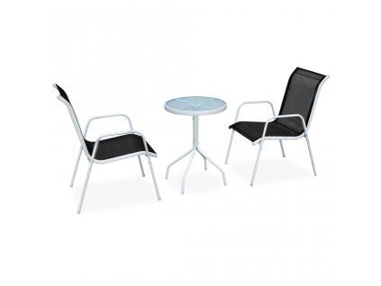 3dílný bistro set ocelový černý 43314