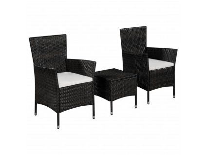 3dílný bistro set polyratan černý 44094
