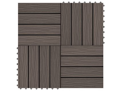 Terasové dlaždice 11 ks WPC embosované 30x30 cm 1m² tmavě hnědé