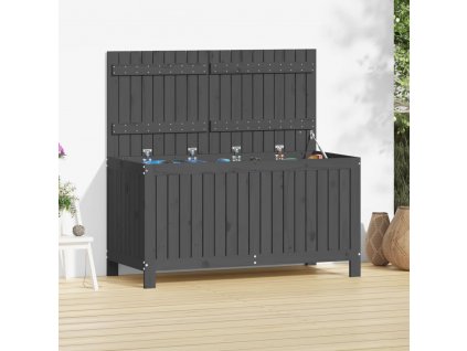 Zahradní úložný box šedý 121 x 55 x 64 cm masivní borové dřevo