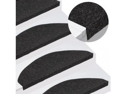 Samolepicí nášlapy na schody 15 ks 65x22,5x3,5 cm černé