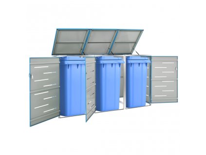 Přístřešek na tři popelnice 207 x 77,5 x 112,5 cm nerezová ocel