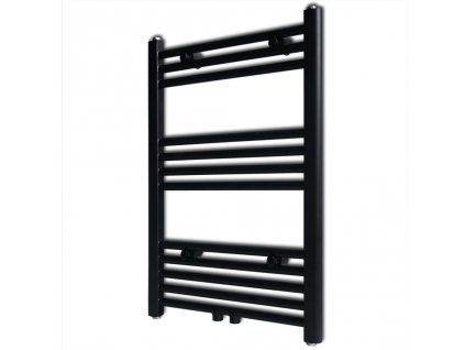Černý žebříkový radiátor na ručníky rovný ústřední topení 500 x 764 mm