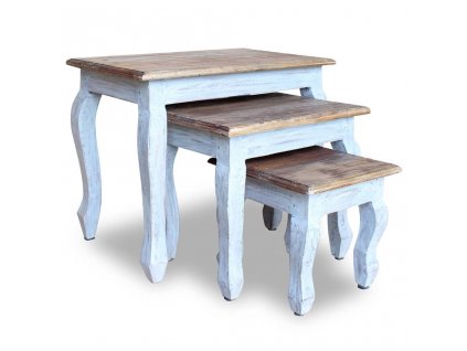 Sada hnízdových stolků 3 ks masivní mahagonové dřevo