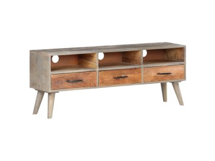 TV stolek šedý 130 x 35 x 51 cm masivní hrubý mangovník