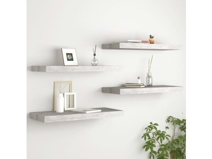 Plovoucí nástěnné police 4 ks betonově šedé 60x23,5x3,8 cm MDF