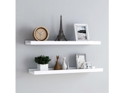 Poličky na zarámované obrázky 2 ks bílé 80 x 9 x 3 cm MDF