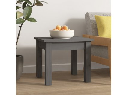 Konferenční stolek šedý 35 x 35 x 30 cm masivní borové dřevo