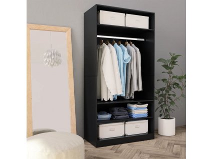 Šatní skříň černá 100 x 50 x 200 cm kompozitní dřevo