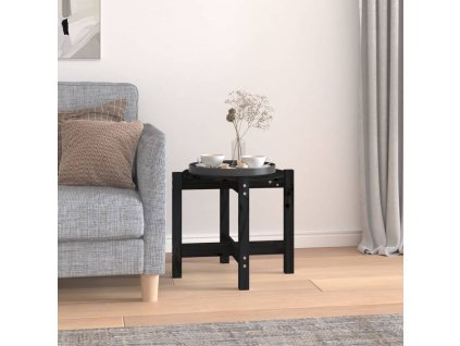 Konferenční stolek černý Ø 52,5 x 45 cm masivní borové dřevo