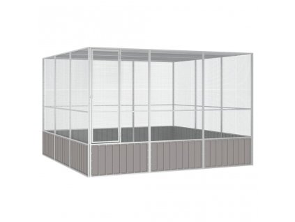Ptačí klec šedá 302,5x324,5x211,5 cm pozinkovaná ocel