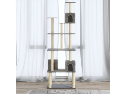 Škrabadlo pro kočky se sisalovými sloupky světle šedé 188 cm