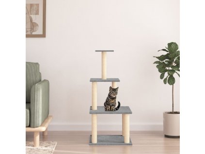 Škrabadlo pro kočky se sisalovými sloupky světle šedé 111 cm