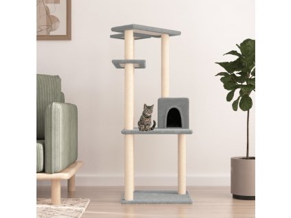 Škrabadlo pro kočky se sisalovými sloupky světle šedé 123 cm