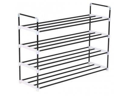 Botník se 4 policemi kov a plast, černý 245626