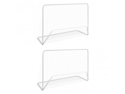 Fotbalové branky 2 ks se sítí 182 x 61 x 122 cm ocelové bílé