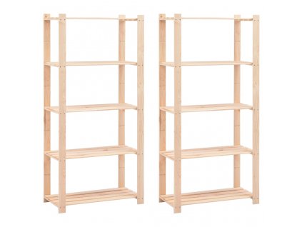 Úložný regál 5 polic 2 ks 80x38x170 cm masivní borovice 250 kg