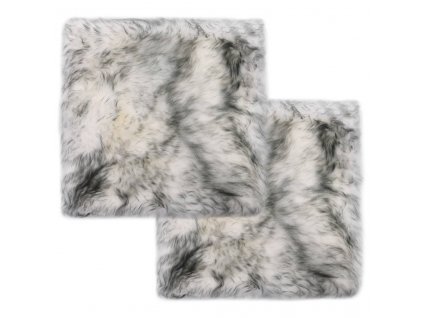 Podsedáky na židle 2 ks tmavě šedé žíhané 40 x 40 cm ovčí kůže