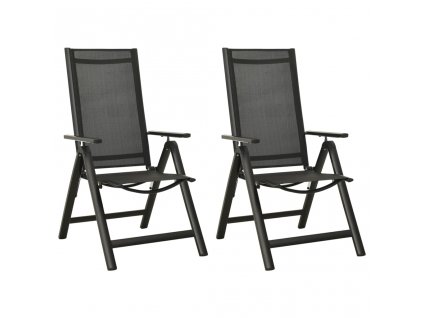 Skládací zahradní židle 2 ks textilen a hliník černé