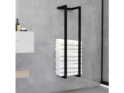Věšák na ručníky černý 25 x 20 x 95 cm železo