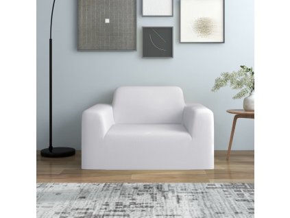 Strečový potah na pohovku bílý polyesterový žerzej