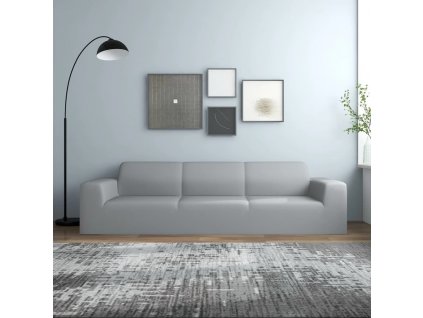 Strečový potah na čtyřmístnou pohovku šedý polyesterový žerzej