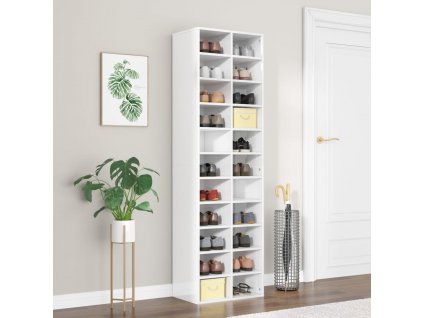 Botník bílý s vysokým leskem 54 x 34 x 183 cm kompozitní dřevo