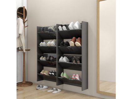 Nástěnné botníky 4 ks šedé lesklé 60x18x60 cm kompozitní dřevo