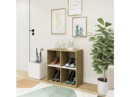 Botník do předsíně bílý a dub sonoma 105x35,5x70 cm kompozit
