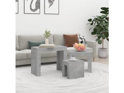 Hnízdové konferenční stolky 3 ks betonově šedé kompozitní dřevo