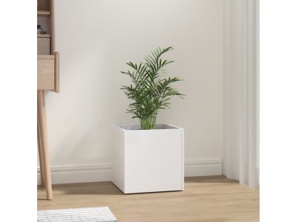 Truhlík bílý s vysokým leskem 40 x 40 x 40 cm kompozitní dřevo