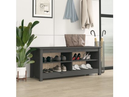 Lavice s botníkem šedá 110 x 38 x 45,5 cm masivní borovice