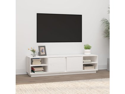 TV skříňka bílá 156 x 40 x 40 cm masivní borové dřevo