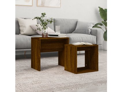 Hnízdové konferenční stolky 2 ks hnědý dub kompozitní dřevo