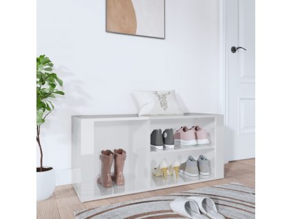 Botník bílý s vysokým leskem 100 x 35 x 45 cm kompozitní dřevo