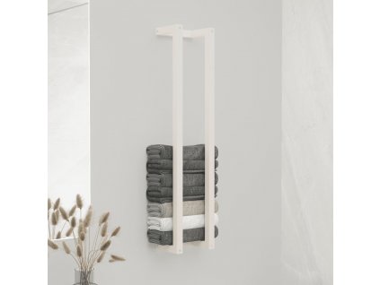 Věšák na ručníky bílý 23 x 18 x 110 cm masivní borové dřevo