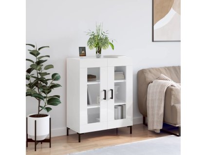 Příborník bílý s vysokým leskem 69,5x34x90 cm kompozitní dřevo