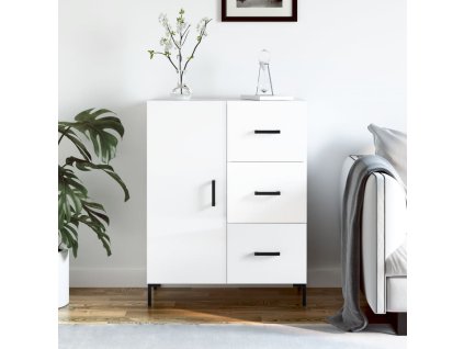 Příborník bílý s vysokým leskem 69,5x34x90 cm kompozitní dřevo